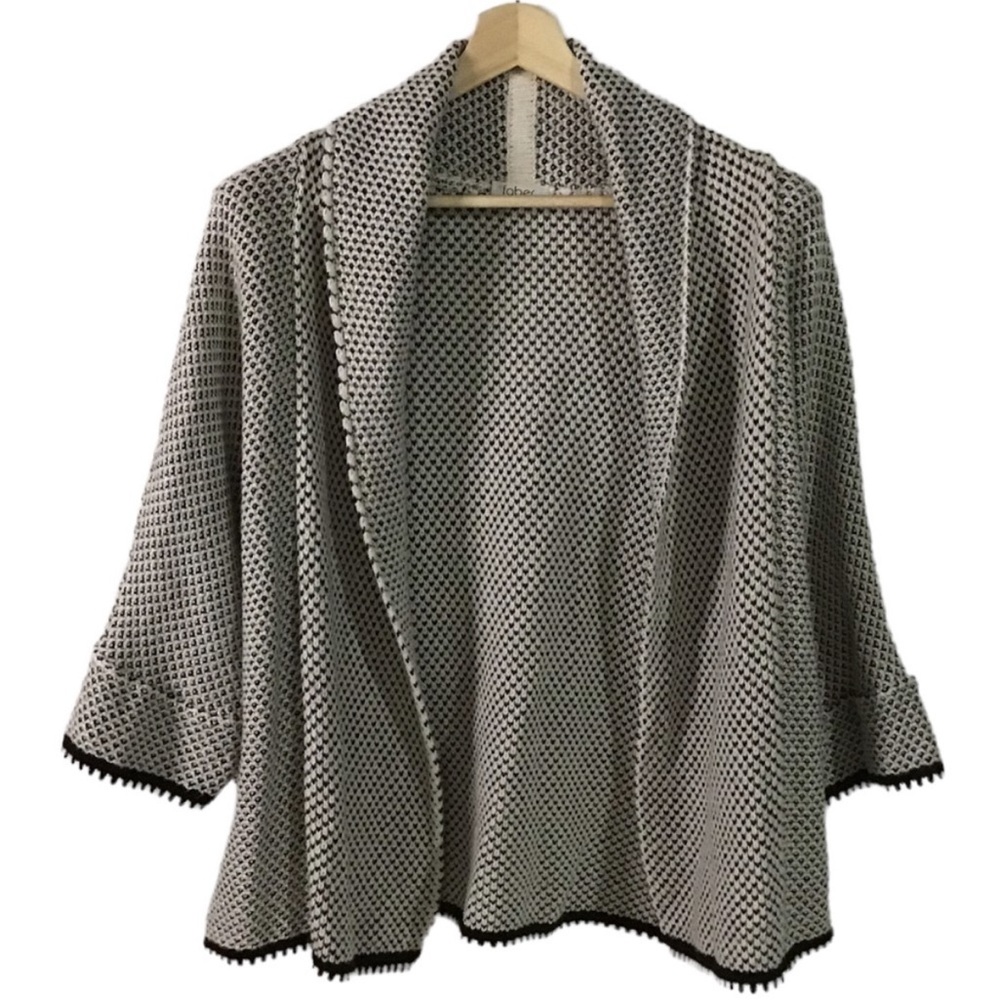 Faber Black and White Open Front Sweater